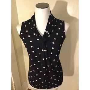 Premise Navy & White Polka Dot Sleeveless Top XS